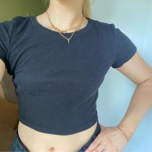 shein ribbed plain black top